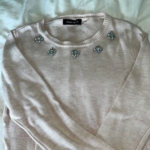 Ivanka Trump soft pink sweater with silver stone beading